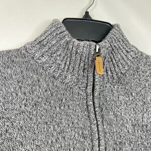 St. John's Bay Gray Quarter Zip Sweater Mens Large Marled Cotton Pullover
